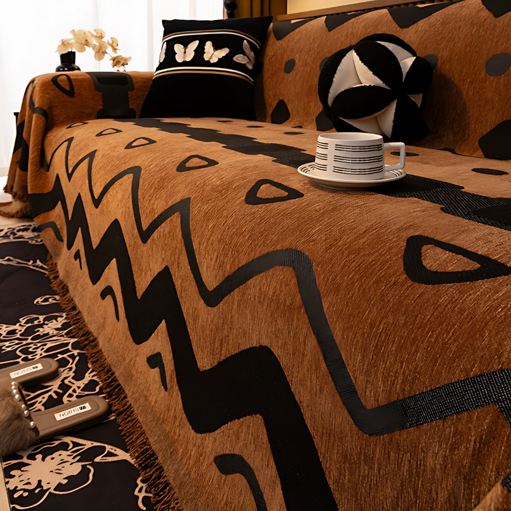Tribal Geometric Chenille Sofa Cover for Cozy Modern Living