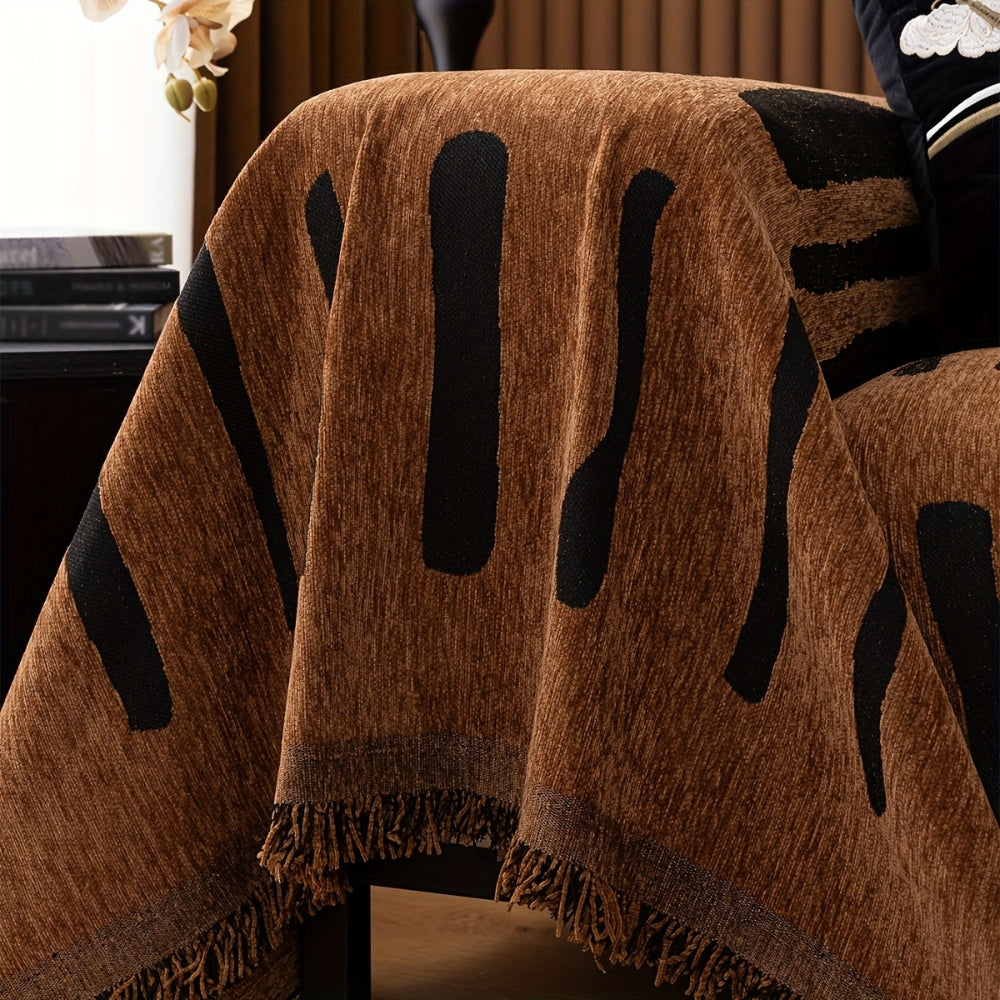 Tribal Geometric Chenille Sofa Cover for Cozy Modern Living