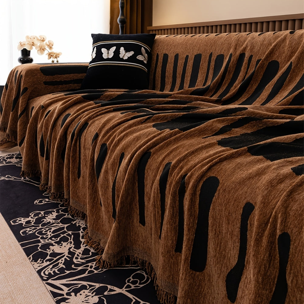Tribal Geometric Chenille Sofa Cover for Cozy Modern Living