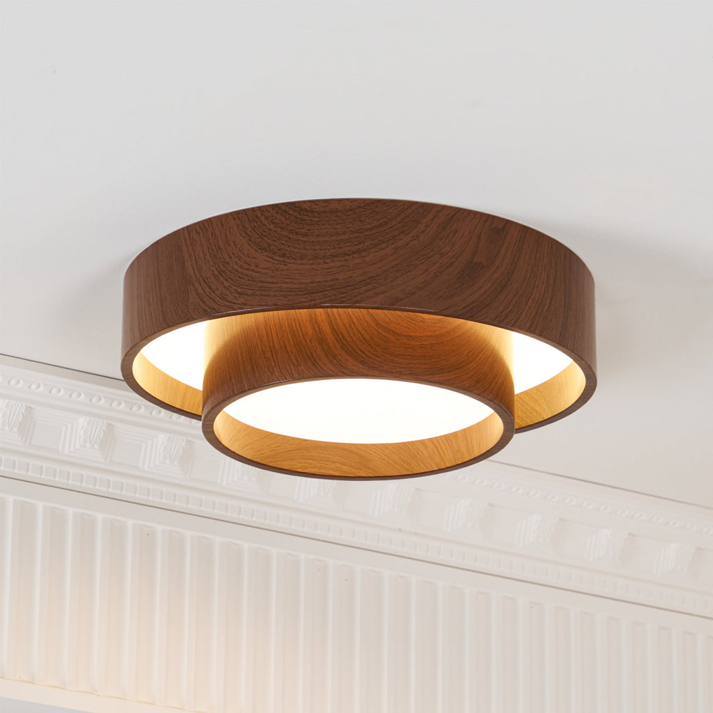 Walnut Ceiling Lamp Modern LED Flush Mount Light