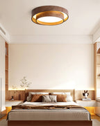 Walnut Ceiling Lamp Modern LED Flush Mount Light