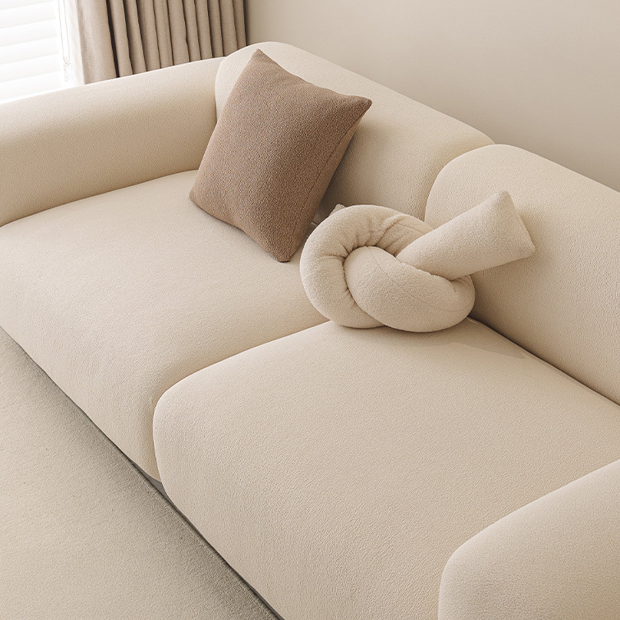 CloudNest Boucle Stretch Sofa Cover for Soft Full Room Protection