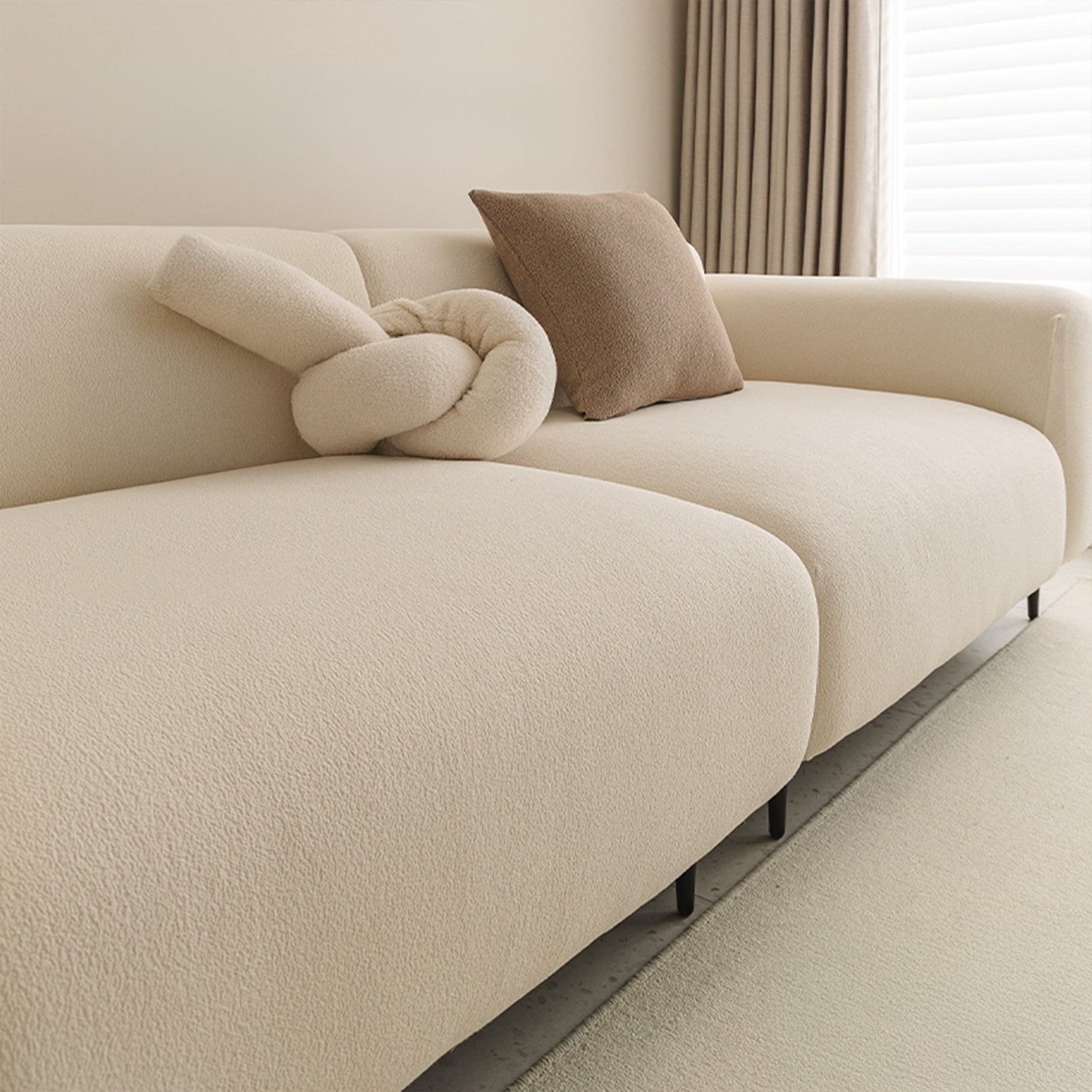 CloudNest Boucle Stretch Sofa Cover for Soft Full Room Protection