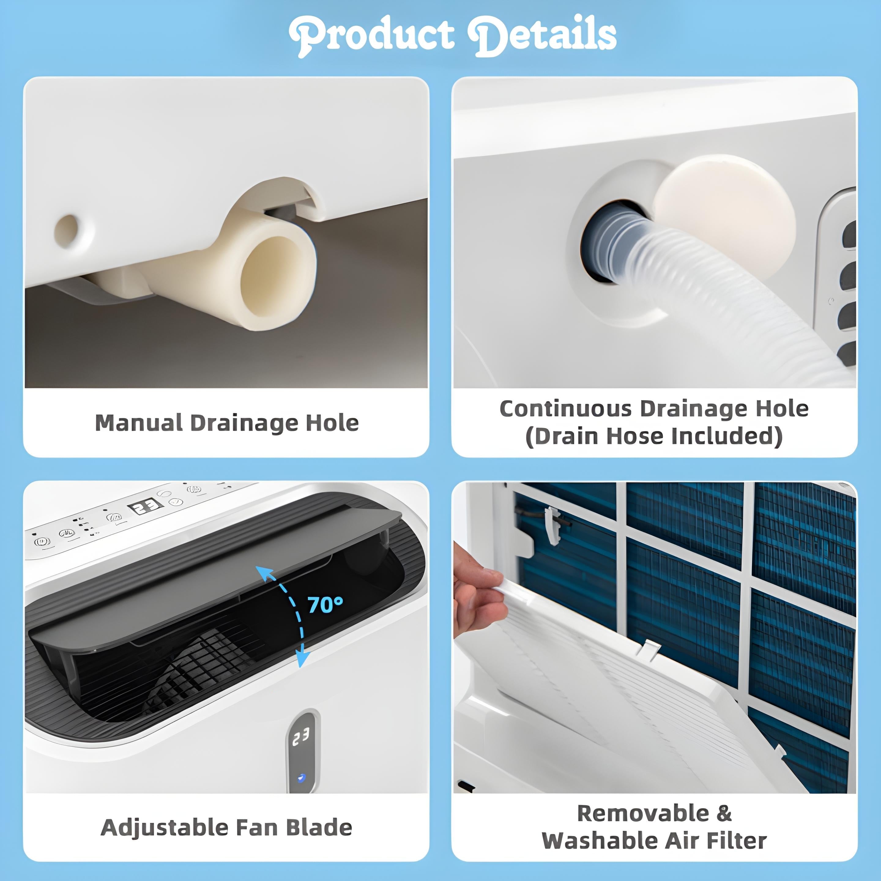 Smart WiFi portable air conditioner with 14000 BTU heating and cooling