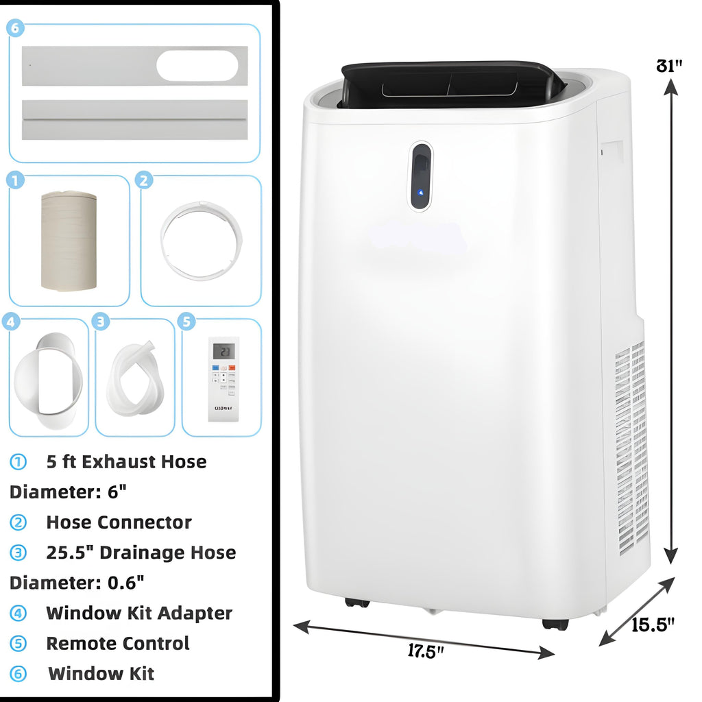 Smart WiFi portable air conditioner with 14000 BTU heating and cooling