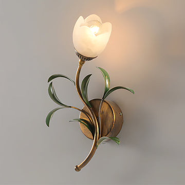 Vintage Floral Wall Sconce Lighting with Antique Brass Finish | Elegant Wall Lamp for Cozy Ambience