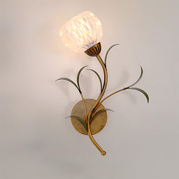 Vintage Floral Wall Sconce Lighting with Antique Brass Finish | Elegant Wall Lamp for Cozy Ambience