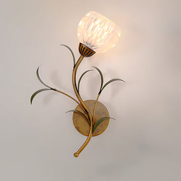 Vintage Floral Wall Sconce Lighting with Antique Brass Finish | Elegant Wall Lamp for Cozy Ambience