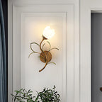 Vintage Floral Wall Sconce Lighting with Antique Brass Finish | Elegant Wall Lamp for Cozy Ambience
