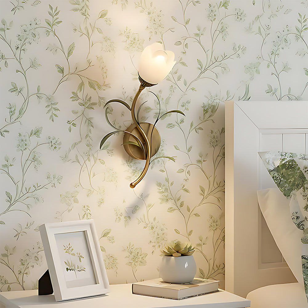 Vintage Floral Wall Sconce Lighting with Antique Brass Finish | Elegant Wall Lamp for Cozy Ambience