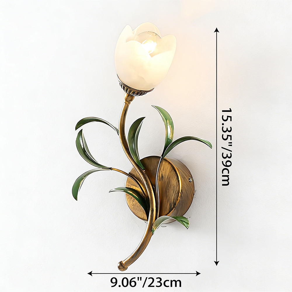 Vintage Floral Wall Sconce Lighting with Antique Brass Finish | Elegant Wall Lamp for Cozy Ambience