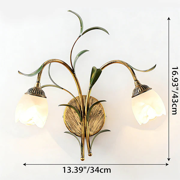 Vintage Floral Wall Sconce Lighting with Antique Brass Finish | Elegant Wall Lamp for Cozy Ambience