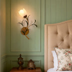 Vintage Floral Wall Sconce Lighting with Antique Brass Finish | Elegant Wall Lamp for Cozy Ambience