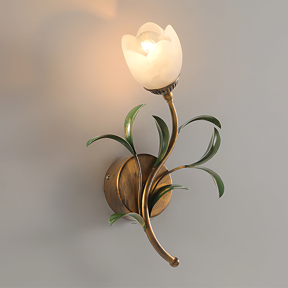 Vintage Floral Wall Sconce Lighting with Antique Brass Finish | Elegant Wall Lamp for Cozy Ambience