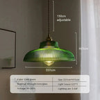 Vintage Green Glass Pendant Light with Dimmable Warm Glow | Elegant Hanging Fixture for Cozy Spaces