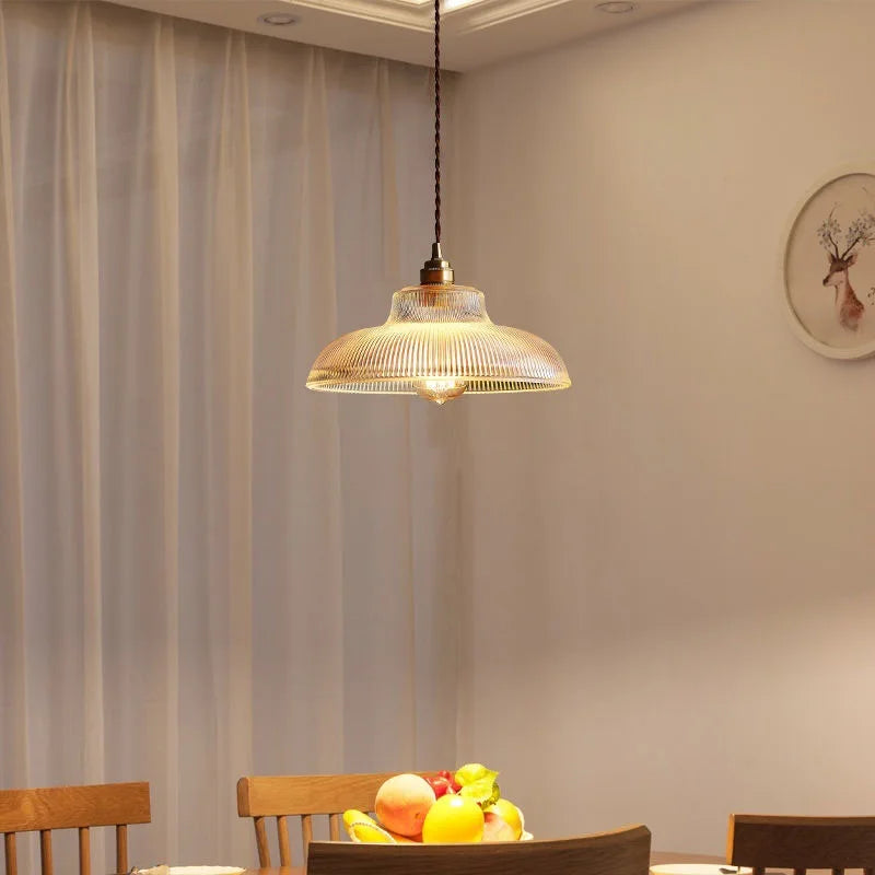 Vintage Green Glass Pendant Light with Dimmable Warm Glow | Elegant Hanging Fixture for Cozy Spaces