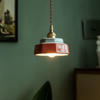Vintage Pendant Lighting | Hand-Painted Porcelain & Copper Finish | Adjustable Height for Timeless Kitchen Ambiance