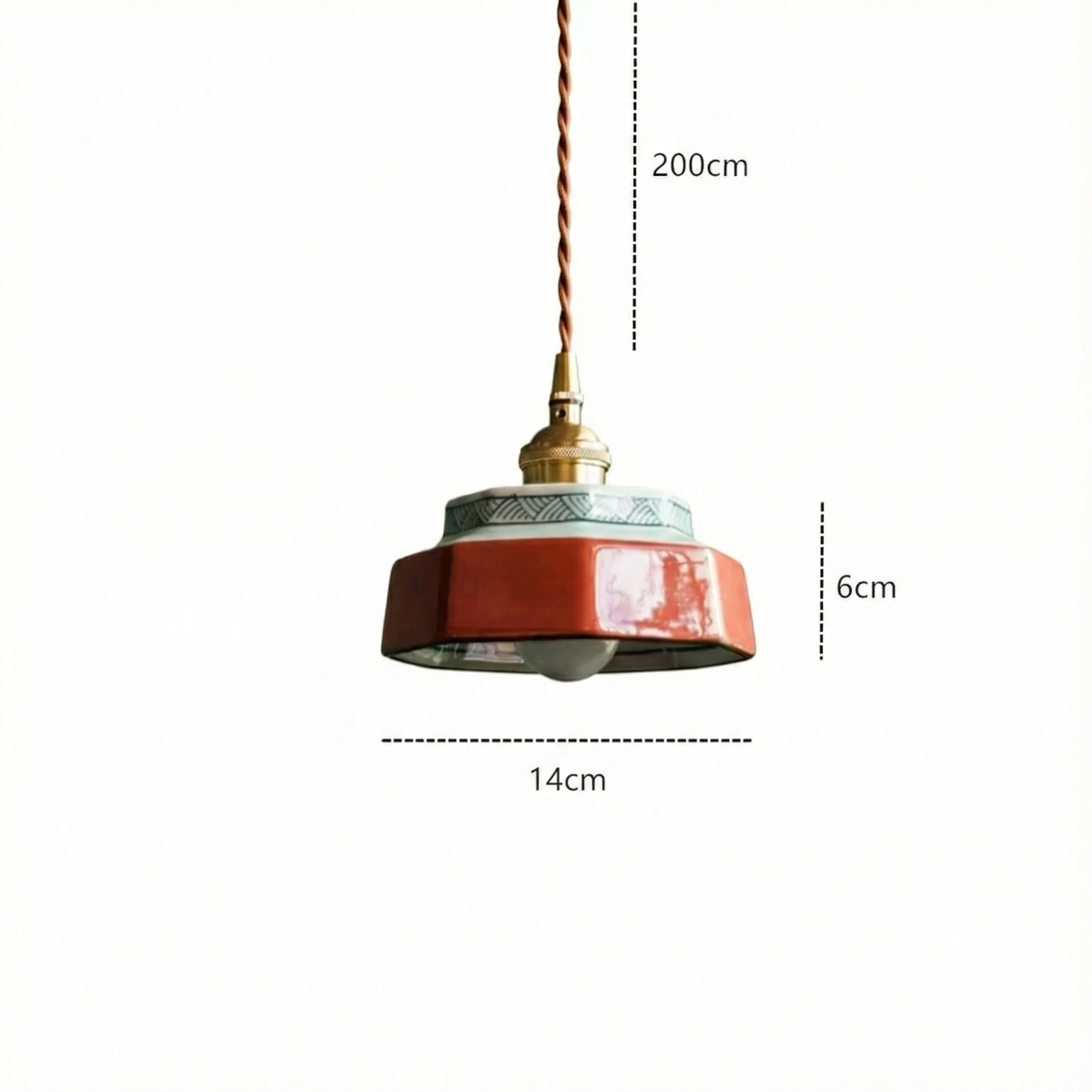 Vintage Pendant Lighting | Hand-Painted Porcelain & Copper Finish | Adjustable Height for Timeless Kitchen Ambiance