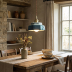 Vintage Pendant Lighting | Hand-Painted Porcelain & Copper Finish | Adjustable Height for Timeless Kitchen Ambiance
