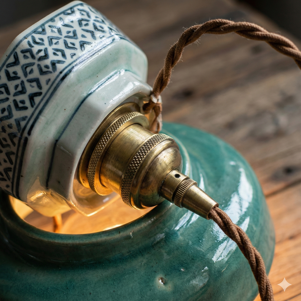 Vintage Pendant Lighting | Hand-Painted Porcelain & Copper Finish | Adjustable Height for Timeless Kitchen Ambiance