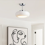 Vintage Semi-Flush Ceiling Light with Adjustable Height & Amber Dome Shade for Cozy Ambiance