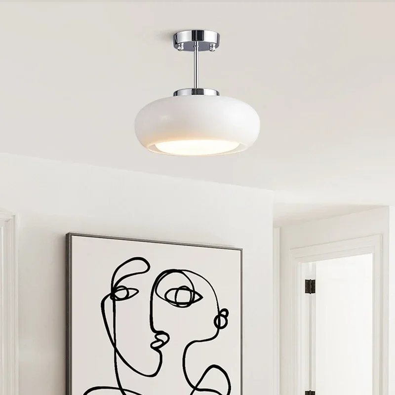 Vintage Semi-Flush Ceiling Light with Adjustable Height & Amber Dome Shade for Cozy Ambiance