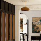 Vintage Semi-Flush Ceiling Light with Adjustable Height & Amber Dome Shade for Cozy Ambiance