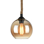Vintage Style | Glass Pendant Light with Hemp Rope Design | Elegant Lighting Fixture for Modern Spaces