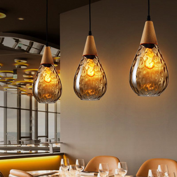 Vintage Teardrop Pendant Light | Adjustable Glass Shade for Elegant Kitchen Lighting