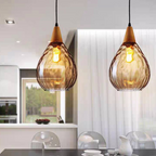 Vintage Teardrop Pendant Light | Adjustable Glass Shade for Elegant Kitchen Lighting
