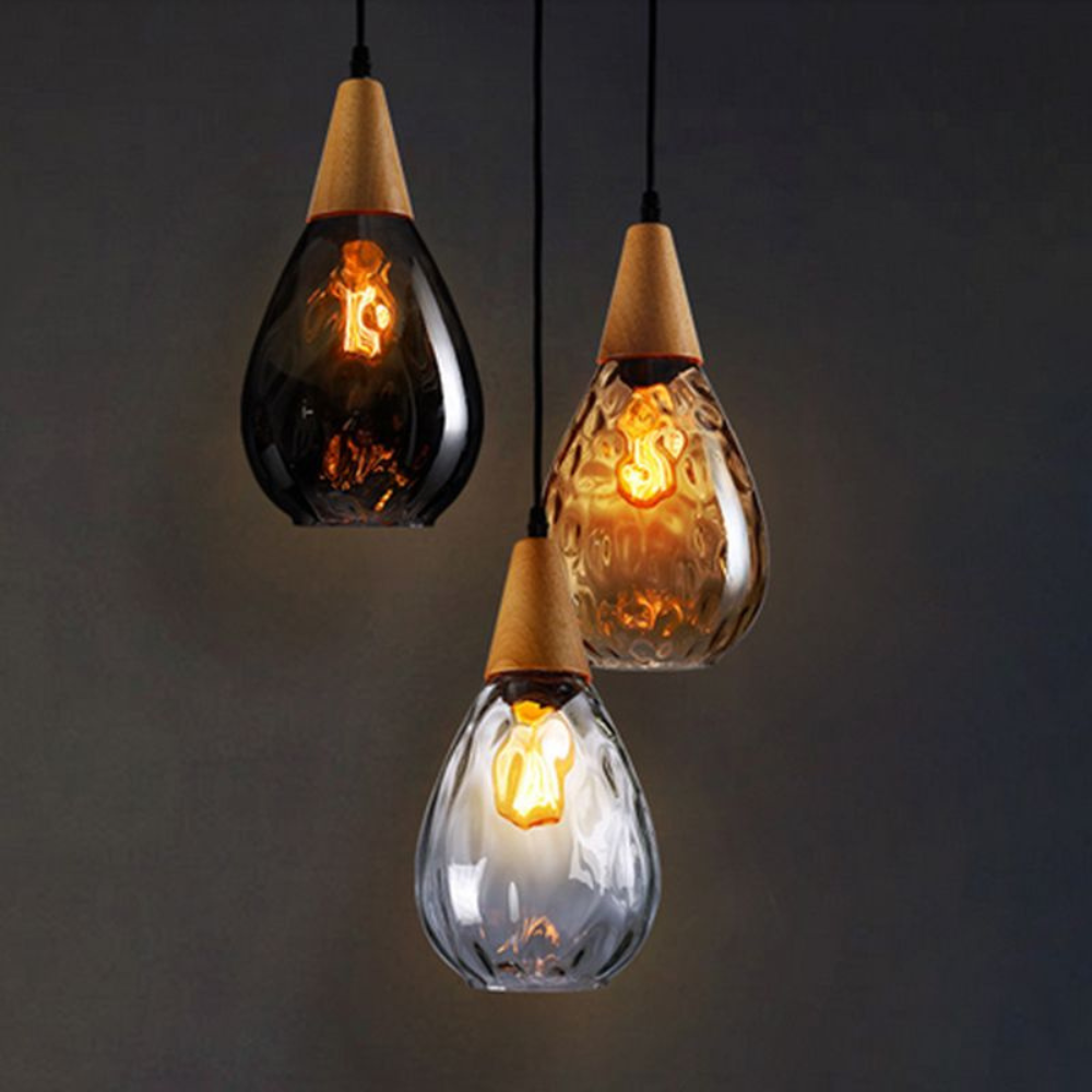 Vintage Teardrop Pendant Light | Adjustable Glass Shade for Elegant Kitchen Lighting