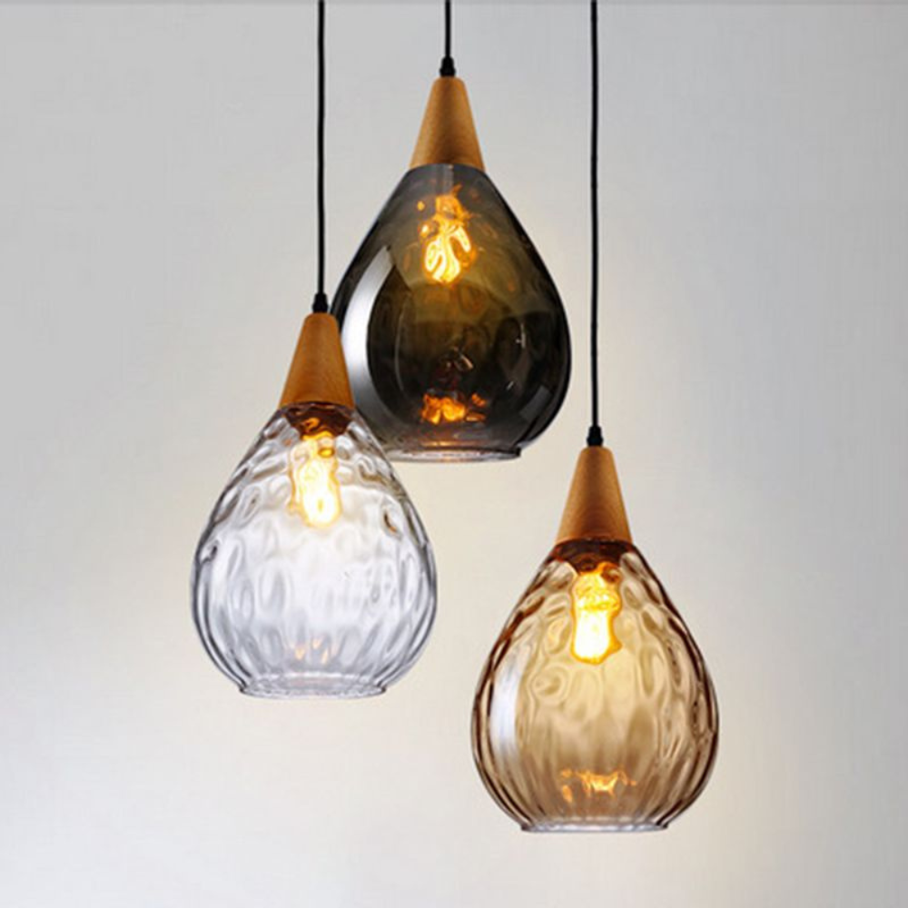 Vintage Teardrop Pendant Light | Adjustable Glass Shade for Elegant Kitchen Lighting