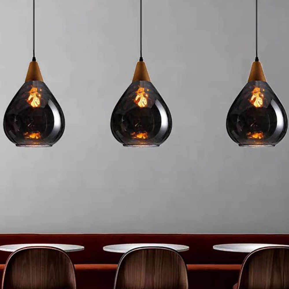 Vintage Teardrop Pendant Light | Adjustable Glass Shade for Elegant Kitchen Lighting