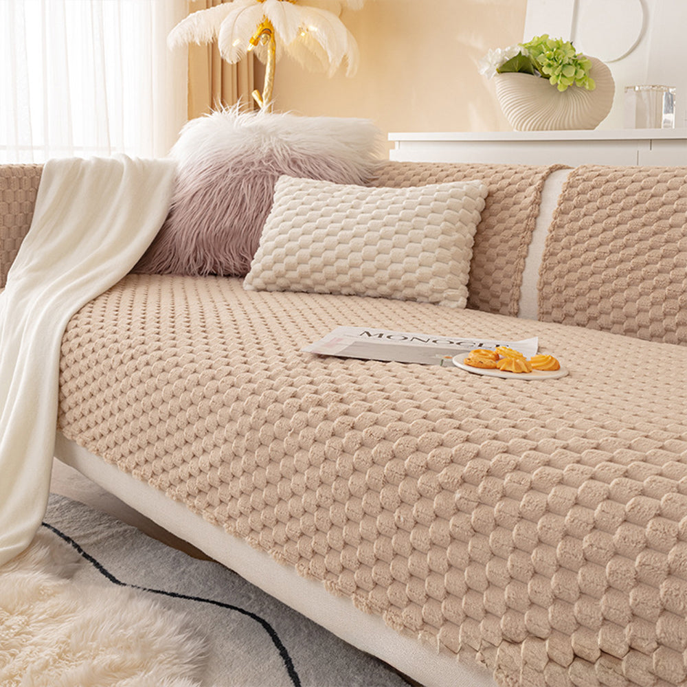 Plush Pebble Texture Non Slip Couch Cover for Everyday Comfort