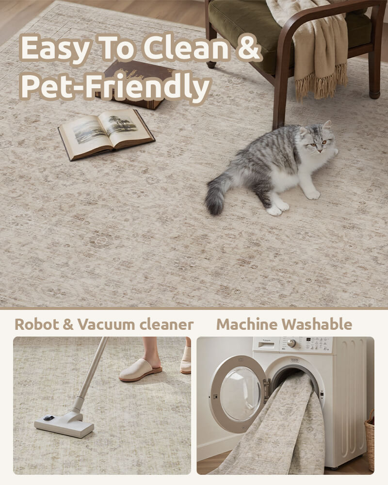 Washable Area Rugs | Cozy Non-Slip Rug with Waterproof Material | Safe & Easy to Clean for Kids and Pets