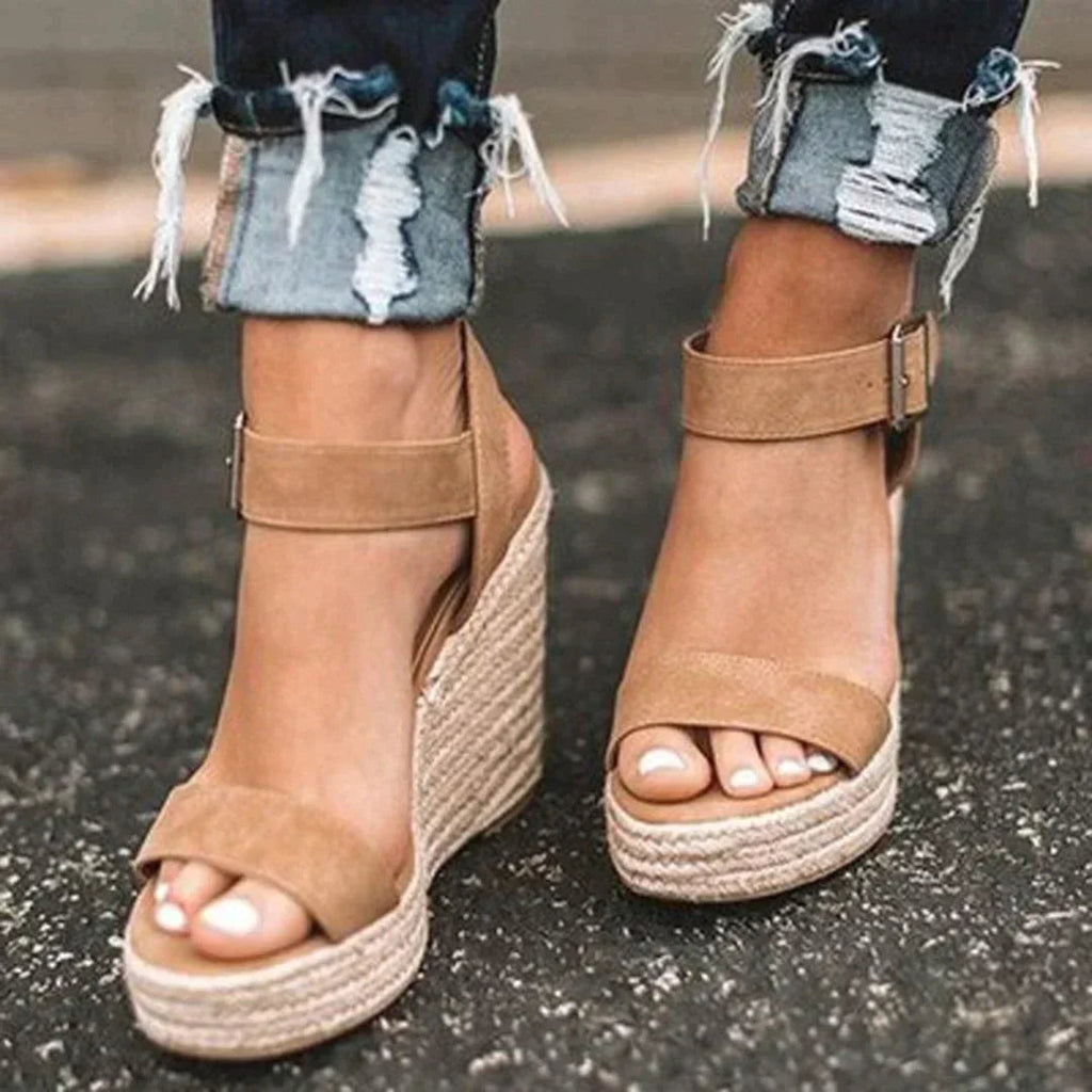 Woven Wedge Sandals | Women's Adjustable Buckle Design for Stylish Comfort