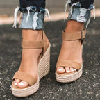 Woven Wedge Sandals | Women's Adjustable Buckle Design for Stylish Comfort