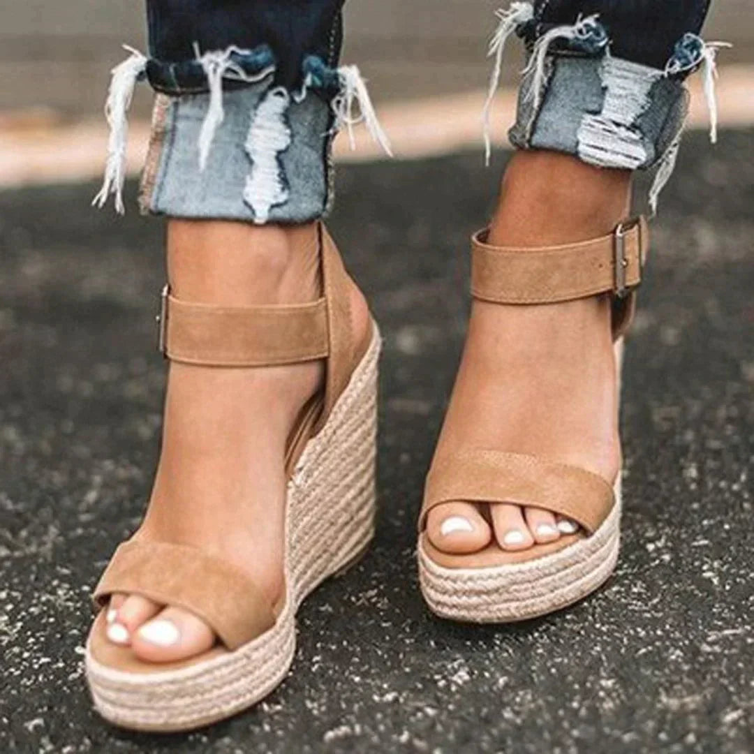 Woven Wedge Sandals | Women's Adjustable Buckle Design for Stylish Comfort