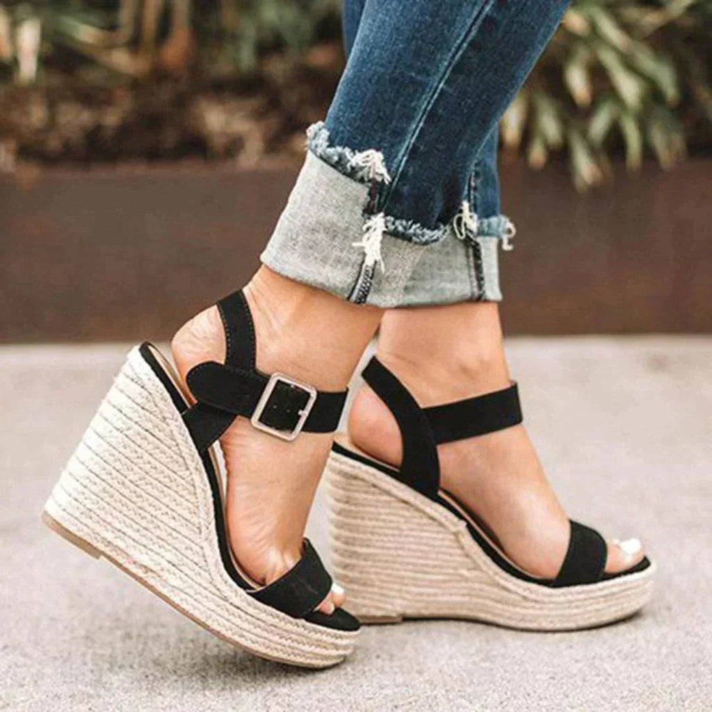 Woven Wedge Sandals | Women's Adjustable Buckle Design for Stylish Comfort
