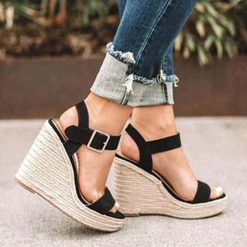 Woven Wedge Sandals | Women's Adjustable Buckle Design for Stylish Comfort