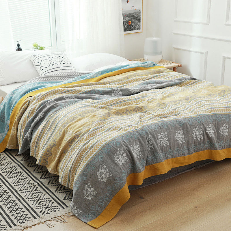 Reversible Cotton Wheat Print Quilt for Bed and Sofa Use