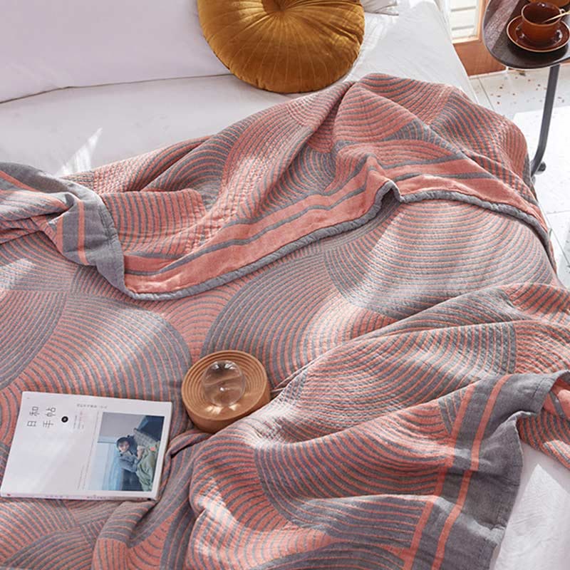 Annual Ring Four Layer Cotton Muslin Quilt for Bedding