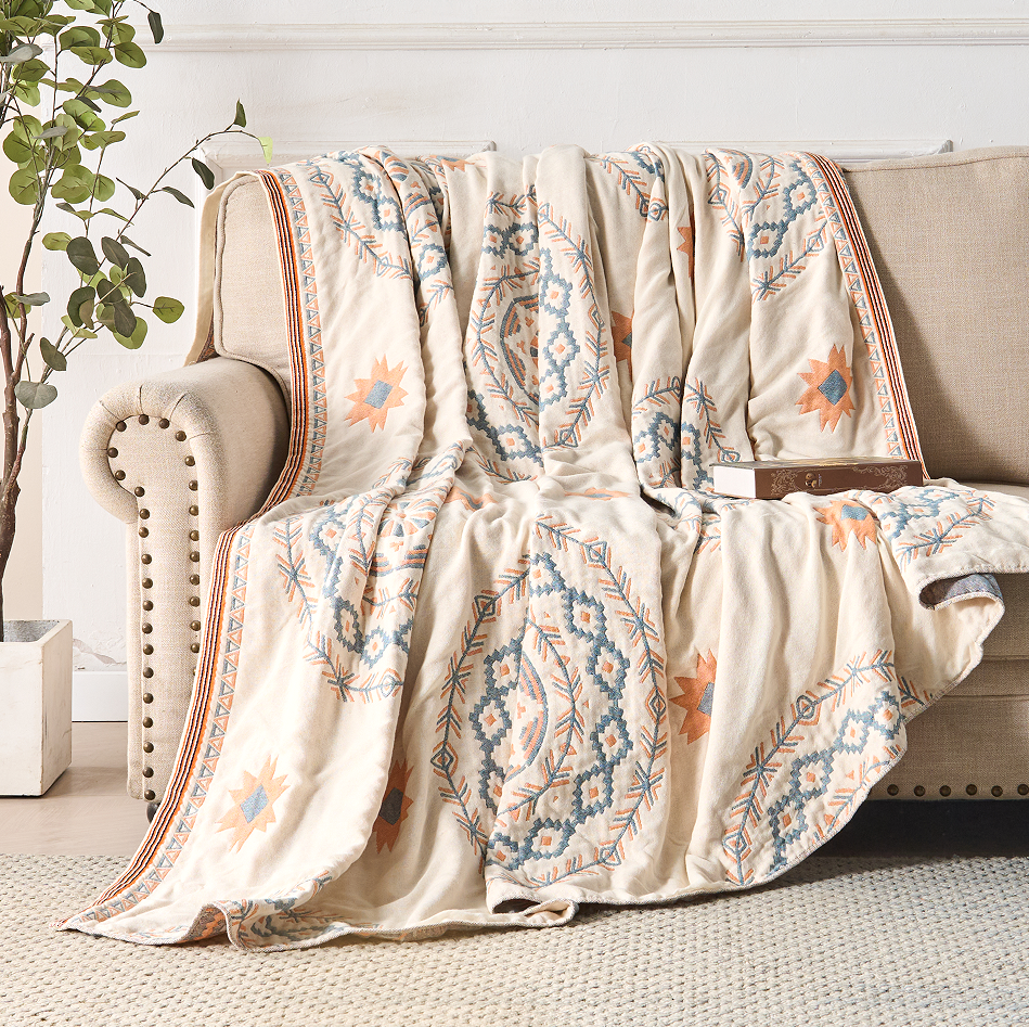 Cotton Mandala Throw Blanket for Sofa Bed or Living Space