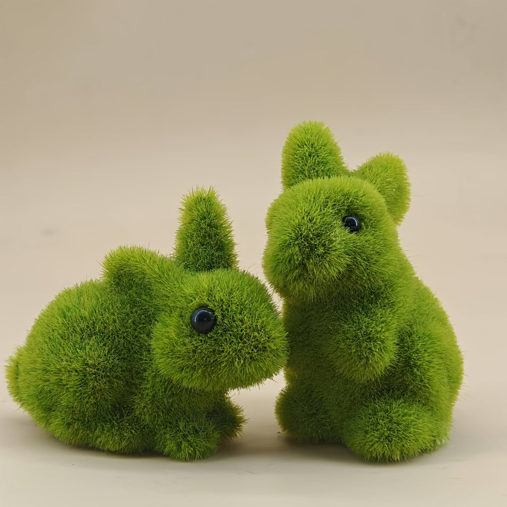 Decorative Moss Bunny Figurine Garden Style Home Decoration