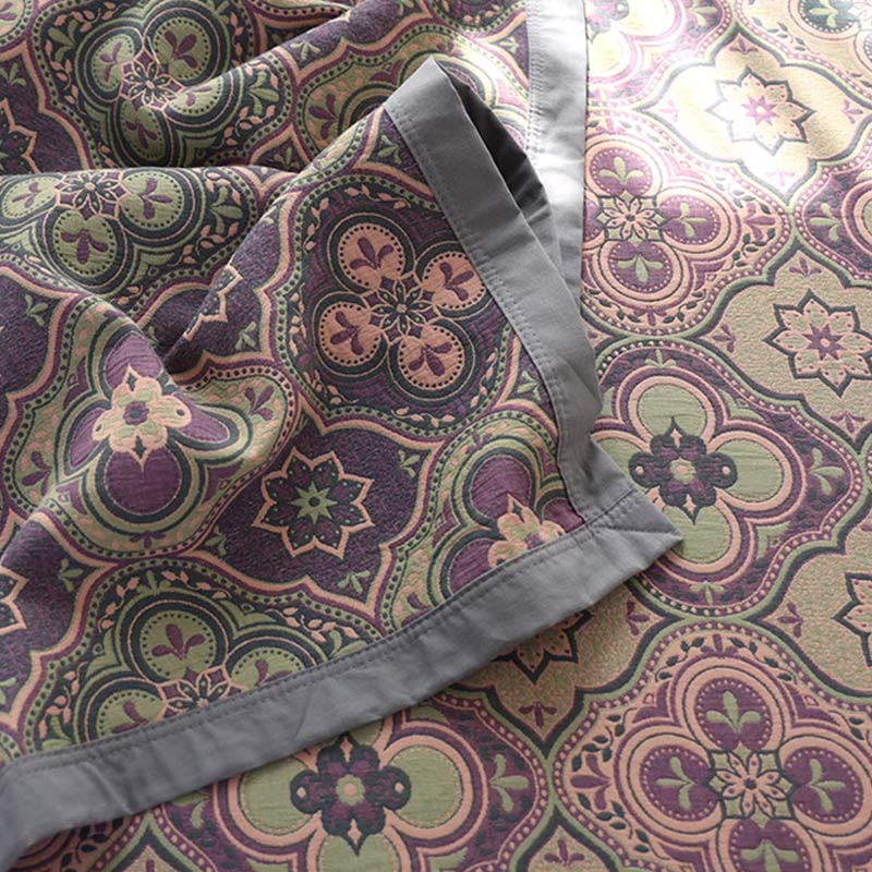 Petal Flower Cotton Quilt with Reversible Embroidered Design