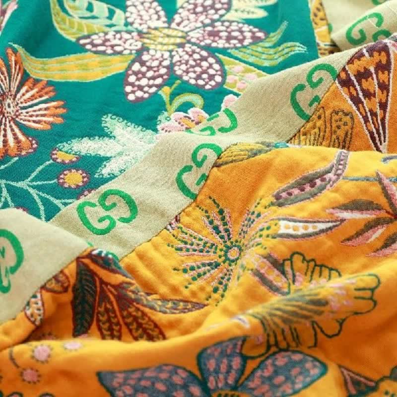 Reversible Cotton Floral Quilt for Bed and Sofa Layering