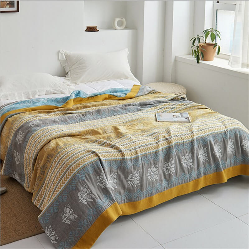 Reversible Cotton Wheat Print Quilt for Bed and Sofa Use