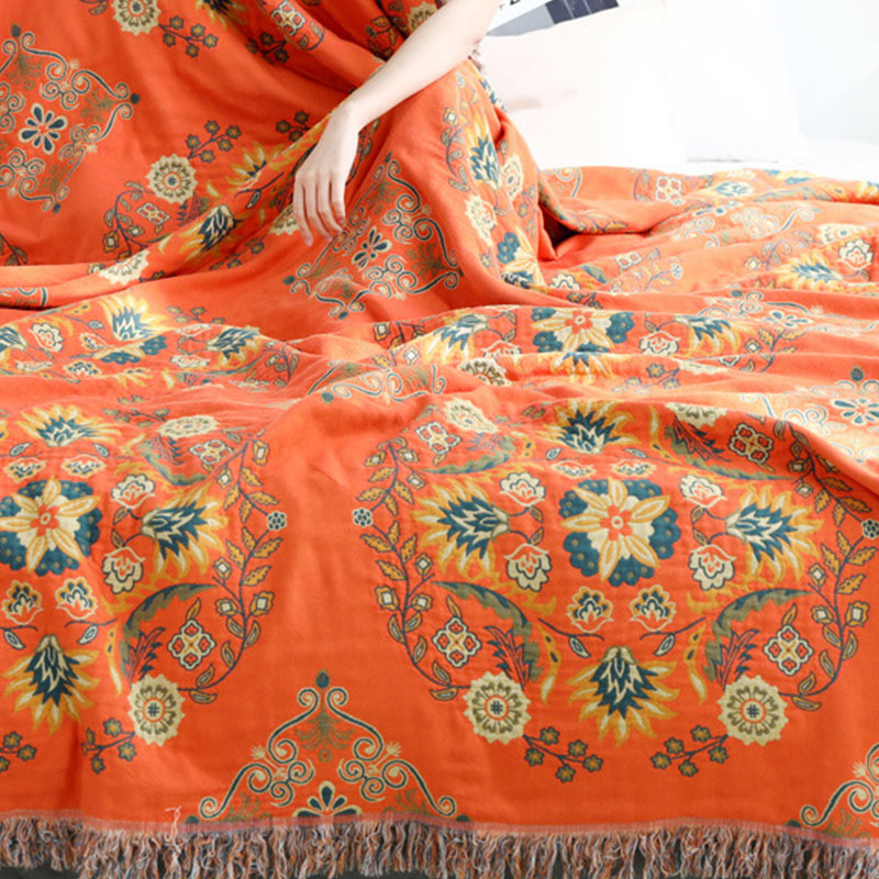 Reversible Floral Cotton Quilt for Bed and Sofa Use