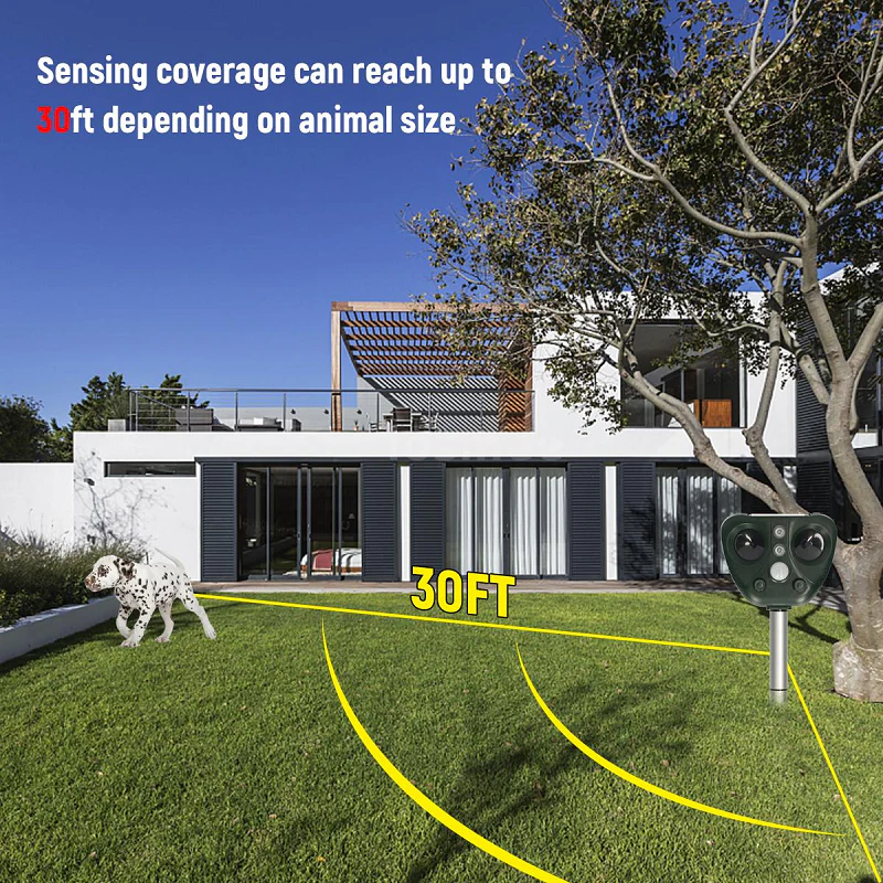 Solar Ultrasonic Bird Repeller with LED Lights