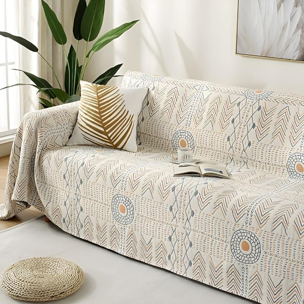 Reversible Cotton Throw Blanket for Sofa Bed or Lounge